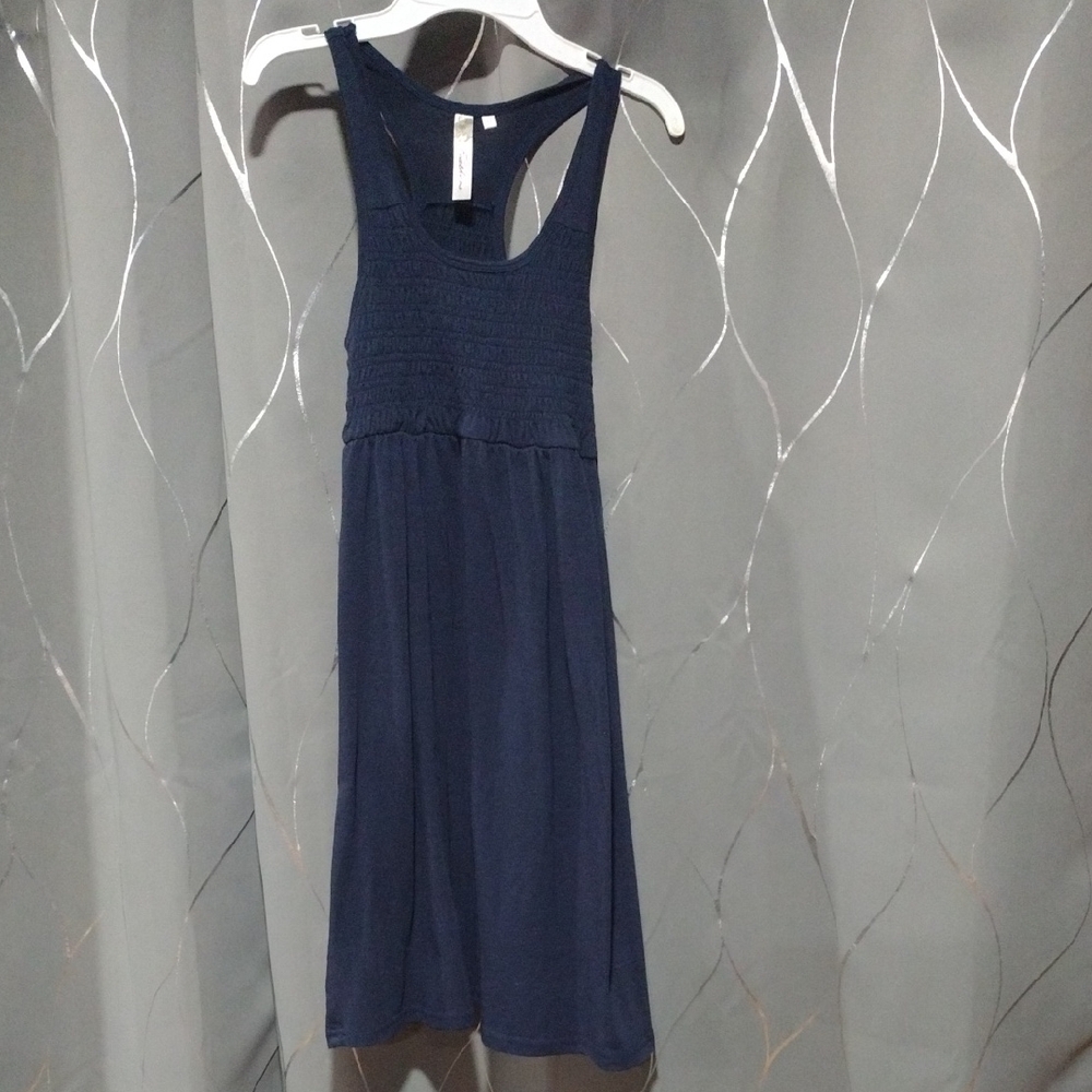 Feathers Navy Sleeveless Dress For Girls